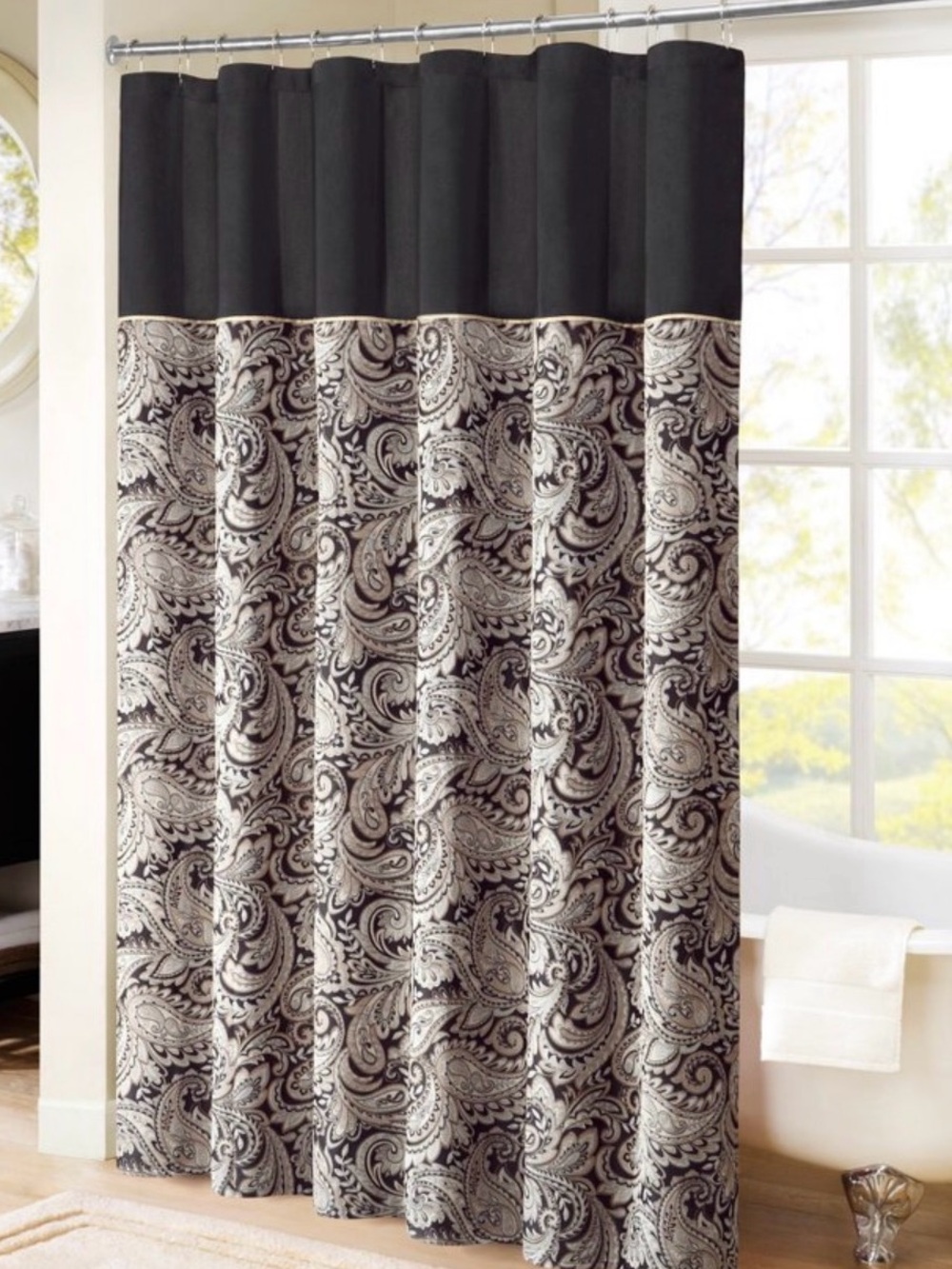 Black Top Madison Park Paisley Shower Curtain New sealed 72 x 72